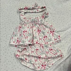 Charming Floral Kids Dress and Diaper Cover Set